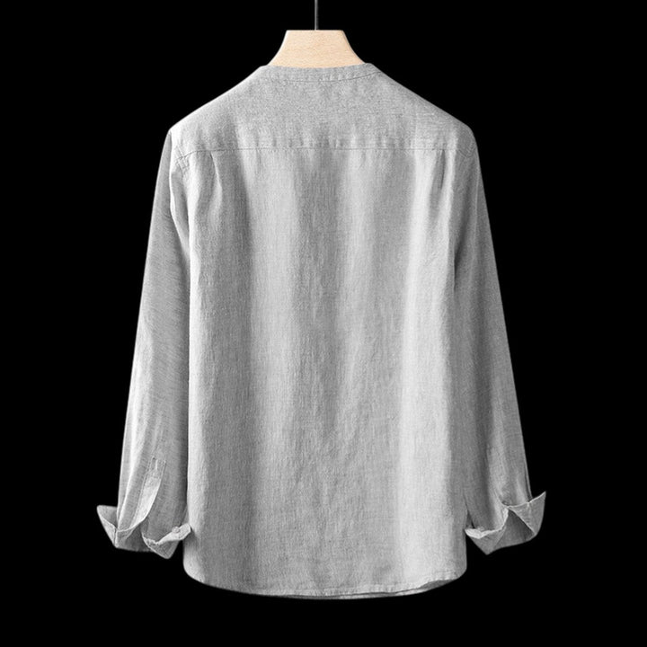 Noah | Men's Linen V-Neck Shirt Long Sleeve Relaxed Fit Pullover