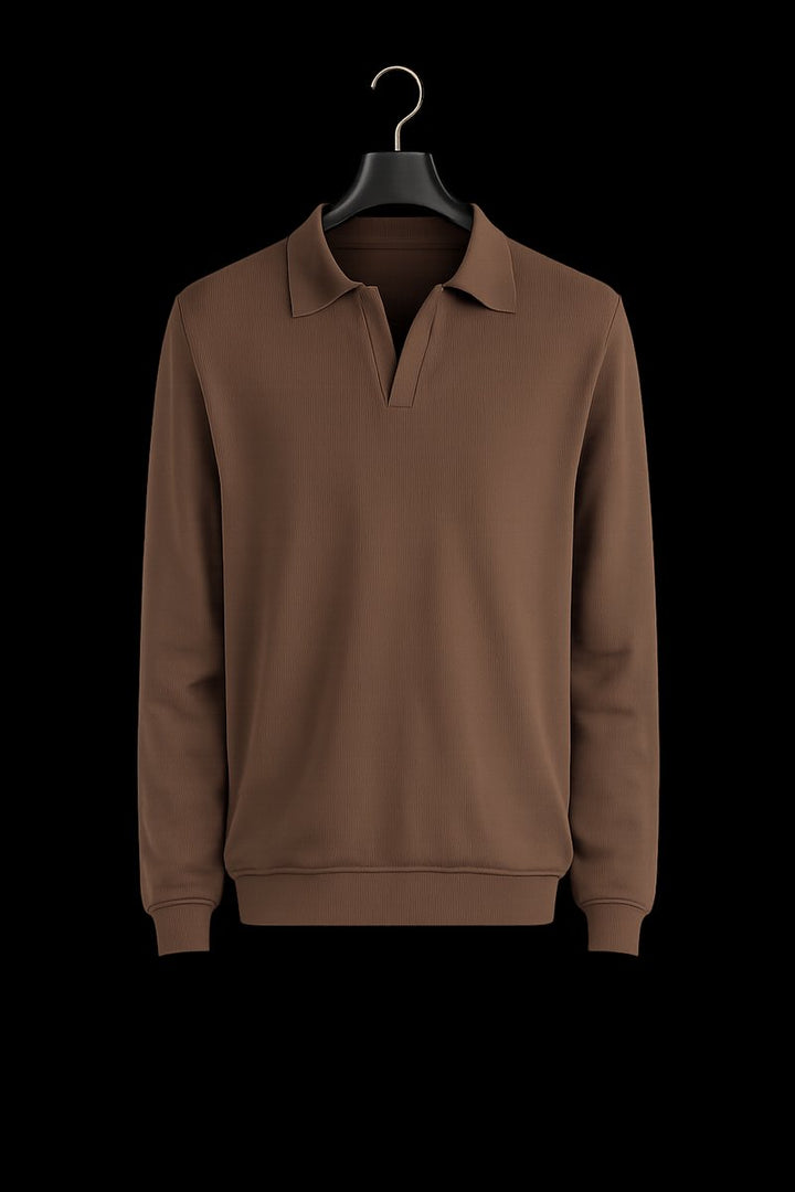 Oscar | Men's Ribbed Cotton Knitted Polo Jumper Long Sleeve