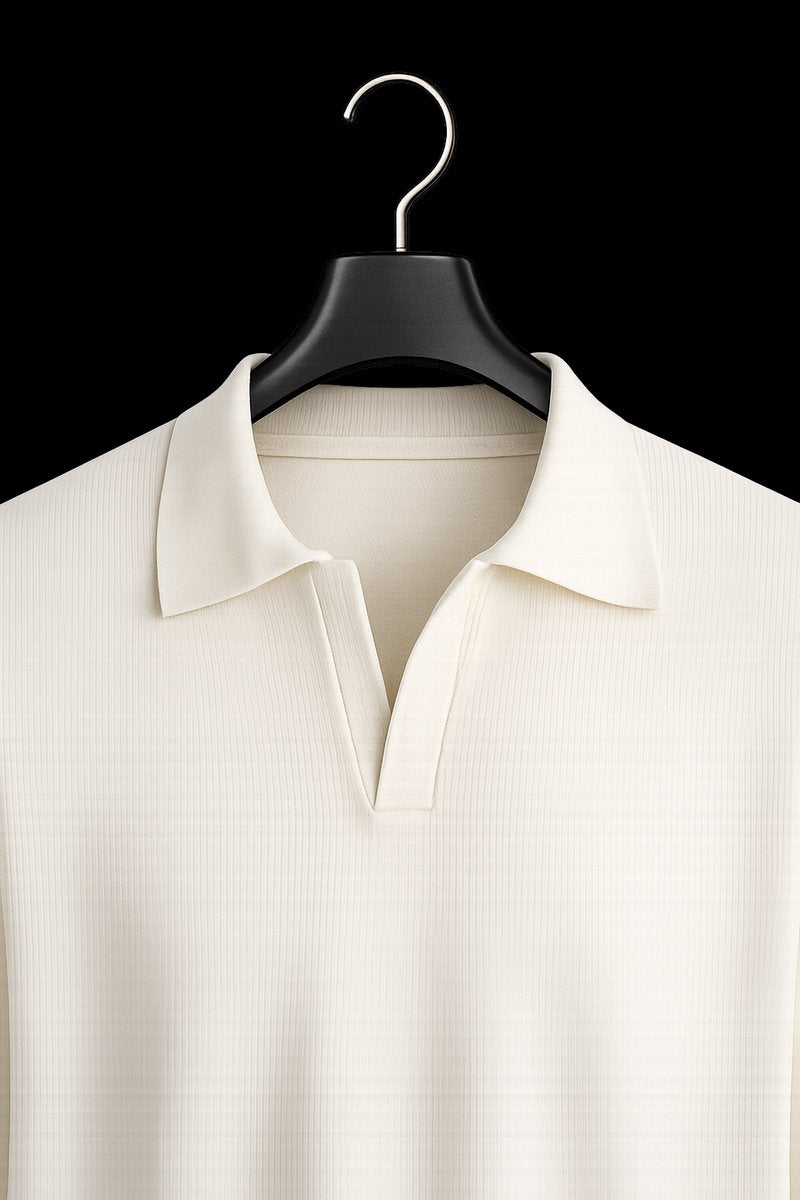 Oscar | Men's Ribbed Cotton Knitted Polo Jumper Long Sleeve