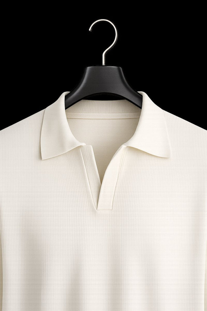 Oscar | Men's Ribbed Cotton Knitted Polo Jumper Long Sleeve