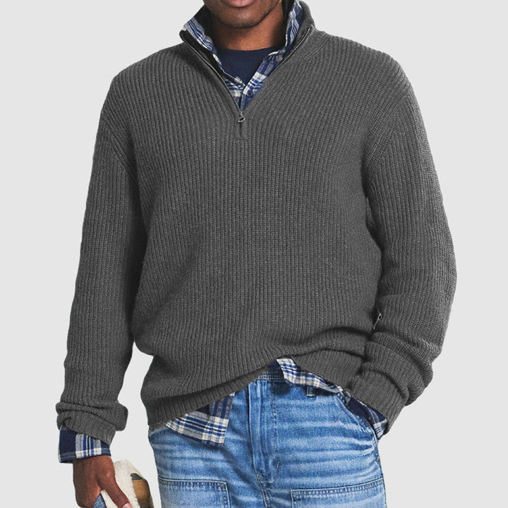 George | Men's Ribbed Knit Quarter-Zip Jumper Relaxed Fit
