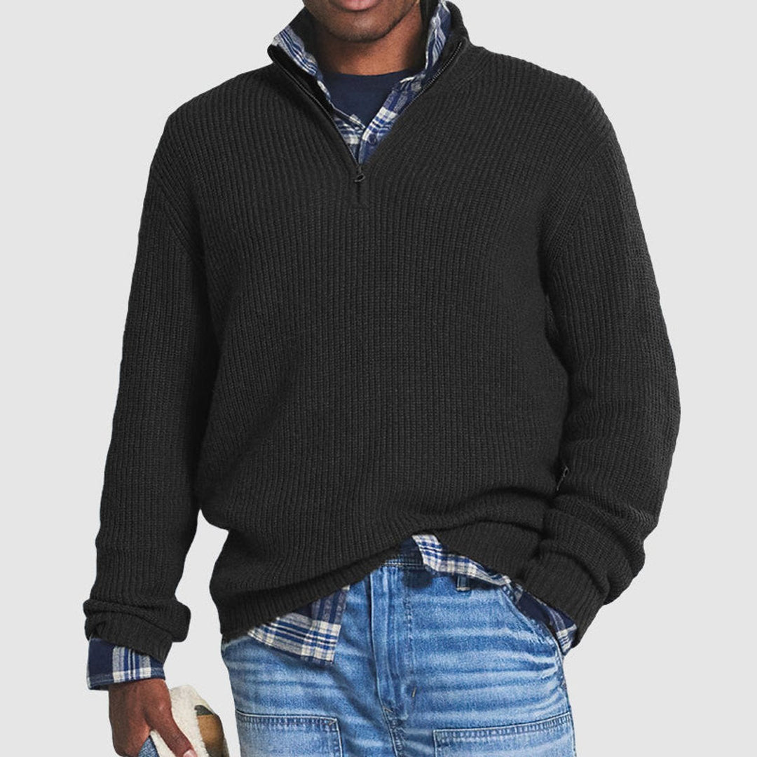 George | Men's Ribbed Knit Quarter-Zip Jumper Relaxed Fit