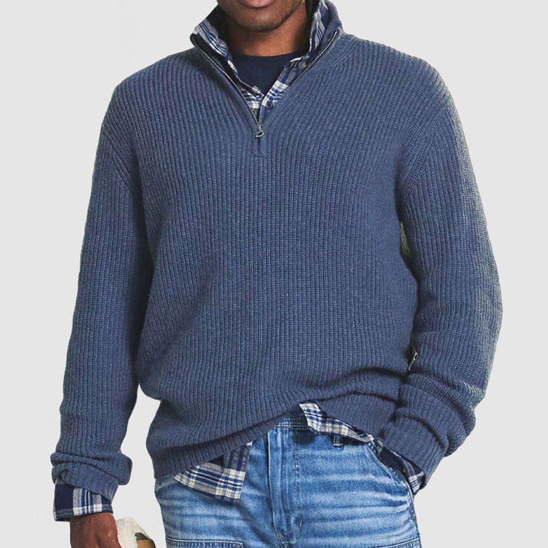 George | Men's Ribbed Knit Quarter-Zip Jumper Relaxed Fit