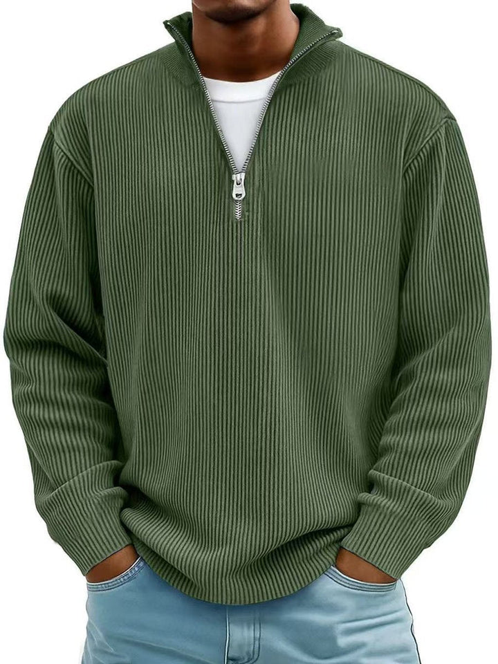 Edward | Men's Ribbed Knit Quarter-Zip Jumper Stand Collar Pullover