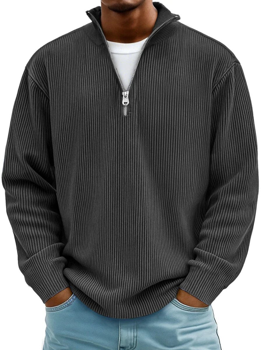 Edward | Men's Ribbed Knit Quarter-Zip Jumper Stand Collar Pullover
