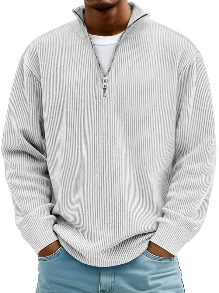 Edward | Men's Ribbed Knit Quarter-Zip Jumper Stand Collar Pullover