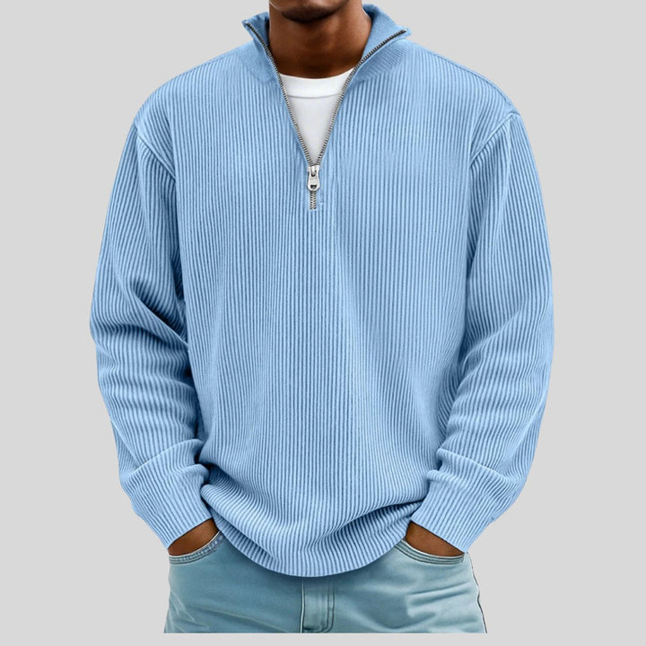 Jack | Men's Ribbed Quarter-Zip Jumper Cotton Blend Relaxed Fit