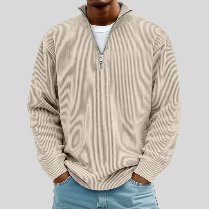 Jack | Men's Ribbed Quarter-Zip Jumper Cotton Blend Relaxed Fit