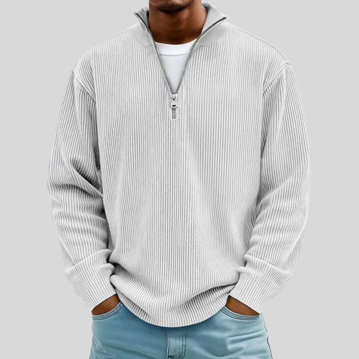 Jack | Men's Ribbed Quarter-Zip Jumper Cotton Blend Relaxed Fit