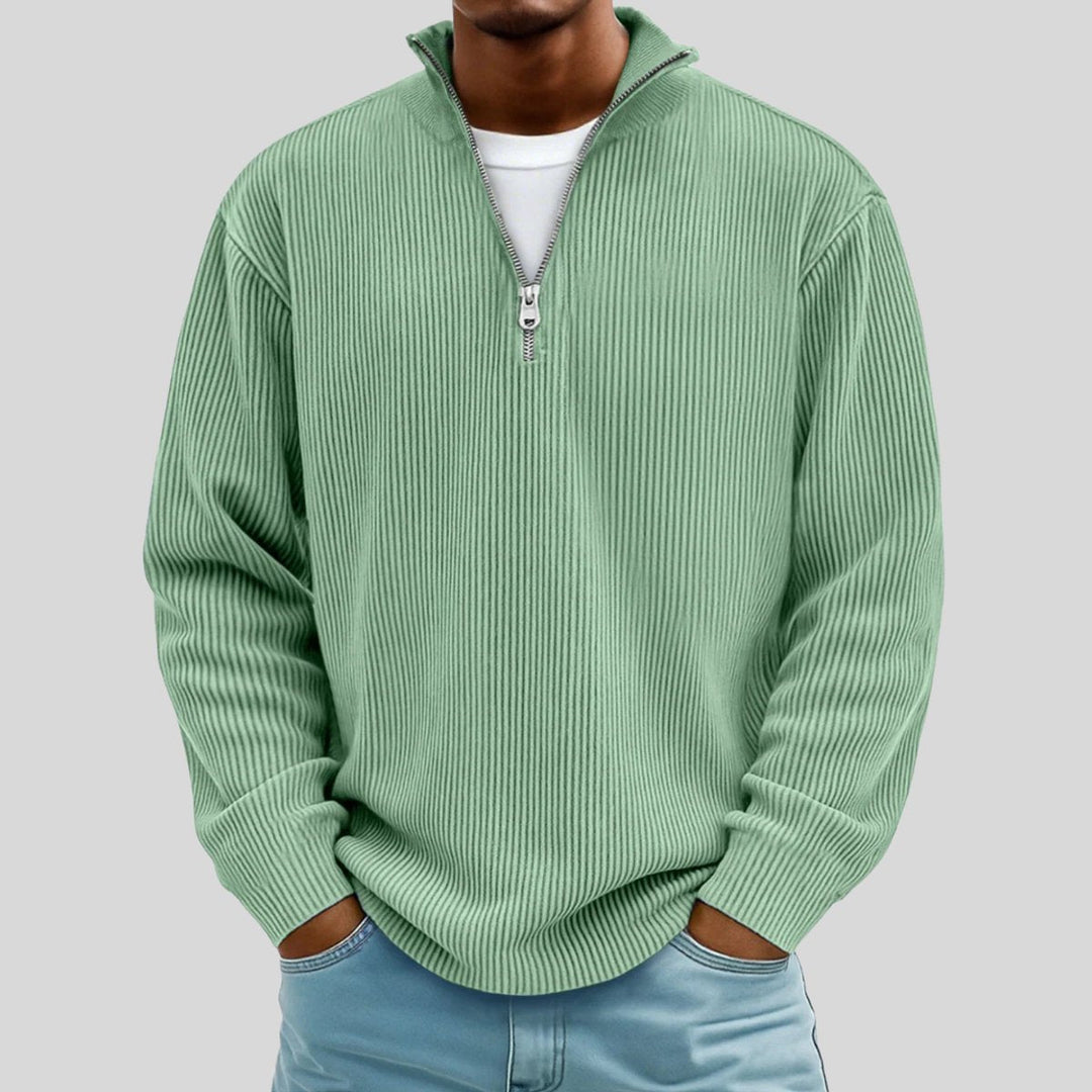 Jack | Men's Ribbed Quarter-Zip Jumper Cotton Blend Relaxed Fit