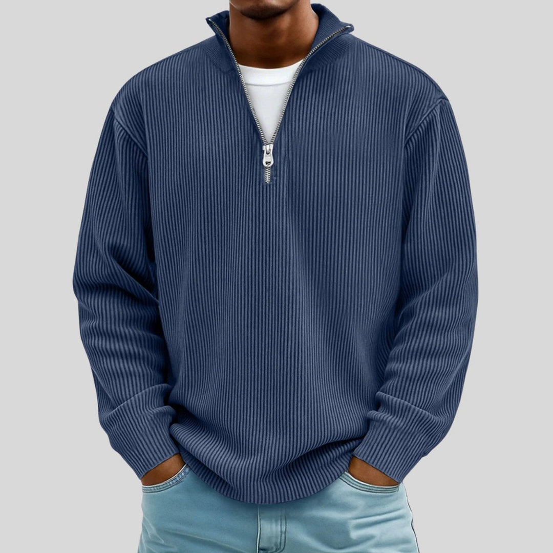 Jack | Men's Ribbed Quarter-Zip Jumper Cotton Blend Relaxed Fit
