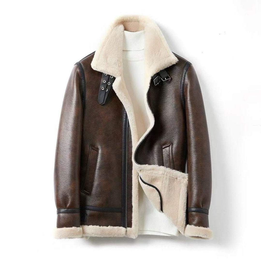 Noah | Men's Shearling Lined Aviator Bomber Jacket Faux Leather