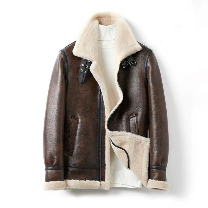 Noah | Men's Shearling Lined Aviator Bomber Jacket Faux Leather