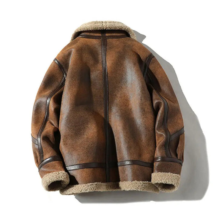 Noah | Mens Shearling-Lined Aviator Bomber Jacket Suede-Finish Winter Coat