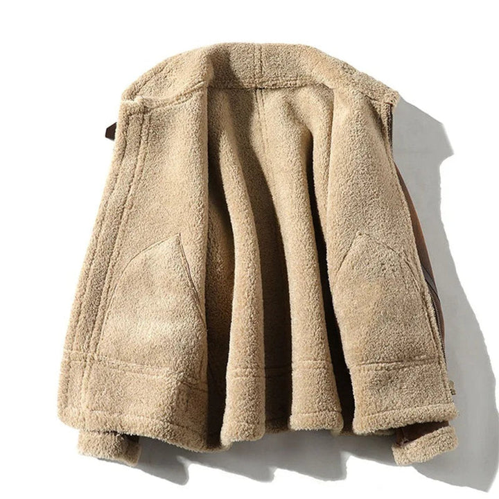 Noah | Mens Shearling-Lined Aviator Bomber Jacket Suede-Finish Winter Coat