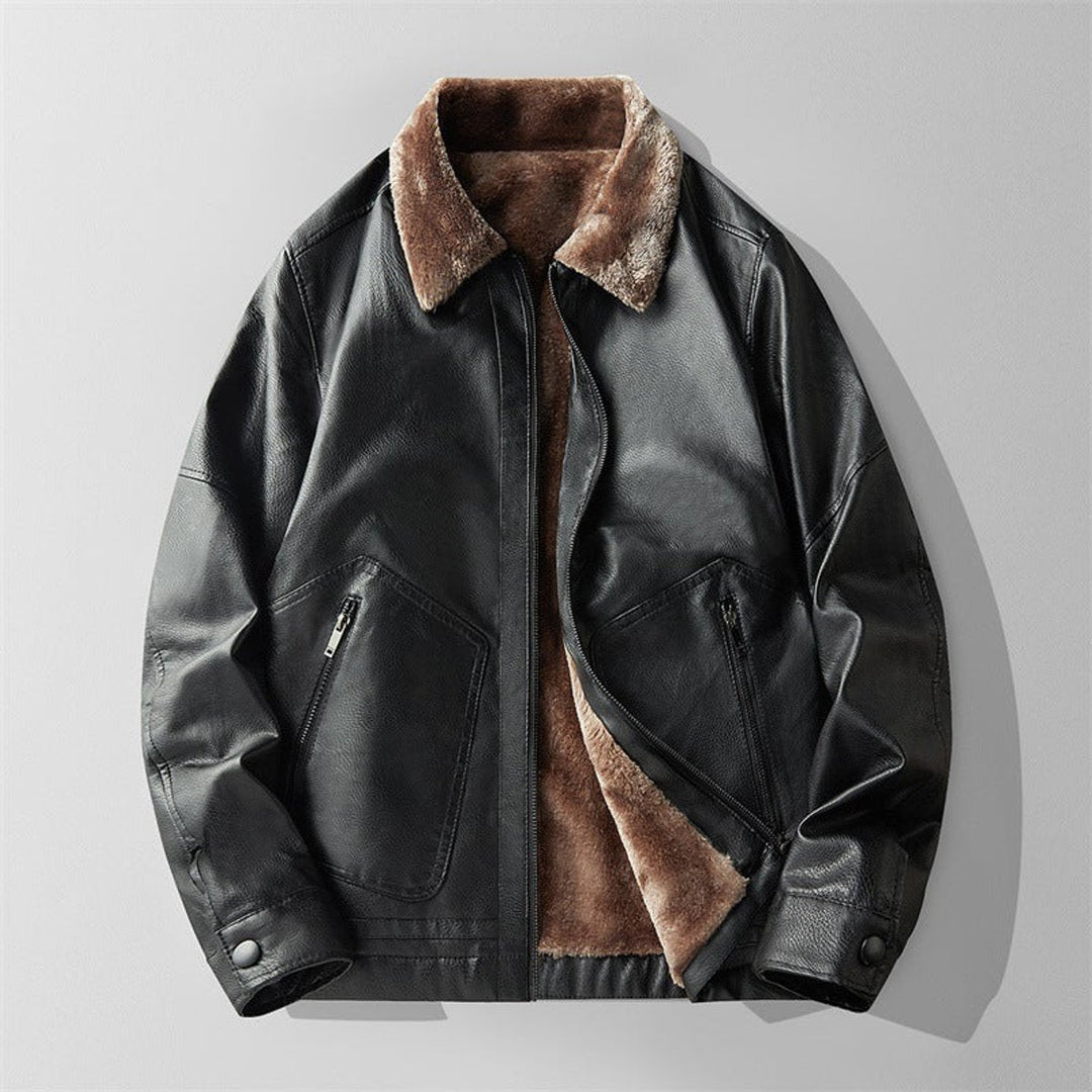 Noah | Men's Shearling-Lined Faux Leather Bomber Jacket