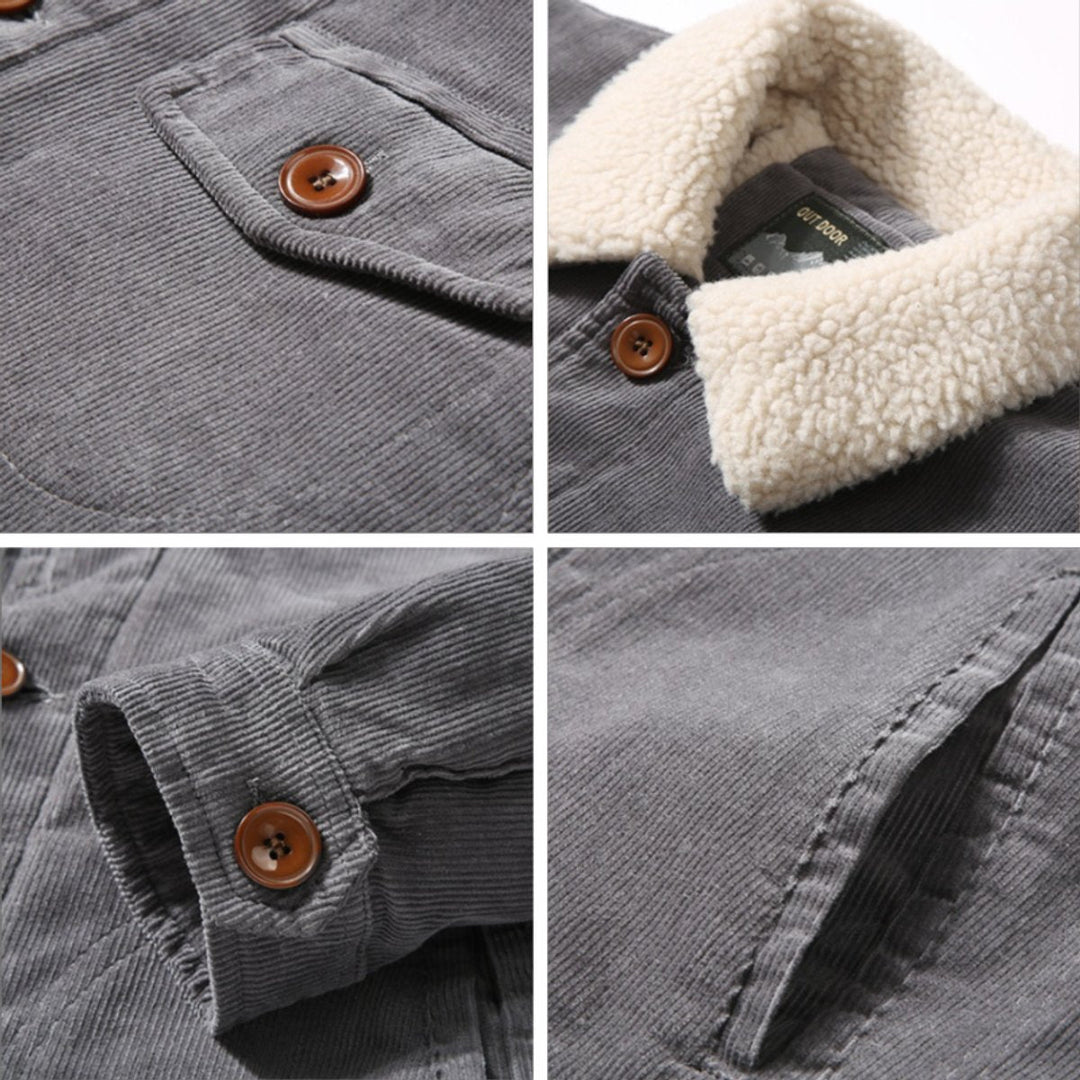 William | Men's Sherpa-Lined Corduroy Jacket Windproof Outdoor Coat