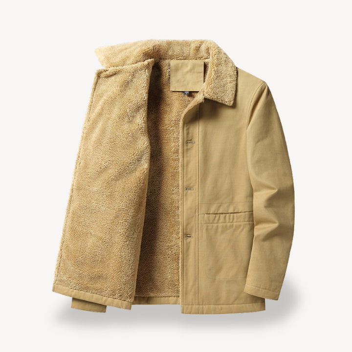 Thomas | Men's Sherpa-Lined Full-Zip Bomber Jacket Fleece Collar