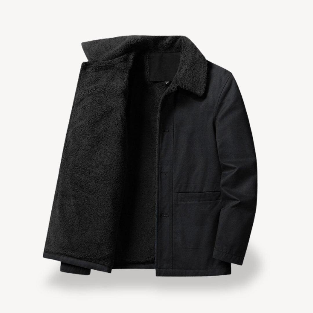 Thomas | Men's Sherpa-Lined Full-Zip Bomber Jacket Fleece Collar