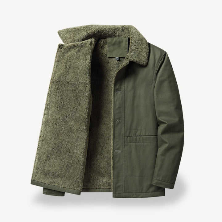 Thomas | Men's Sherpa-Lined Full-Zip Bomber Jacket Fleece Collar