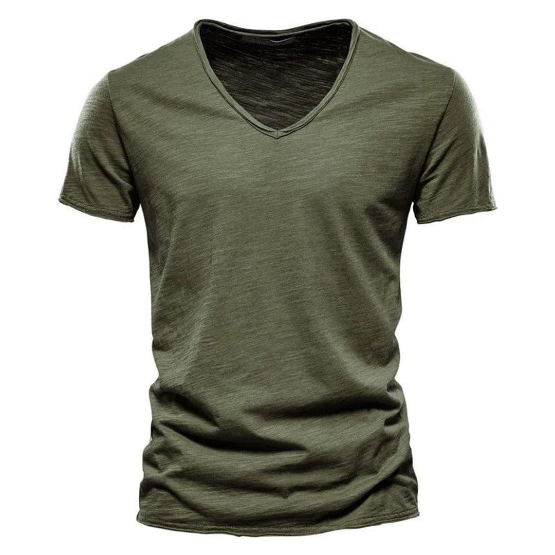 Muhammad | Men's Short Sleeve V-Neck Cotton T-Shirt Slim Fit