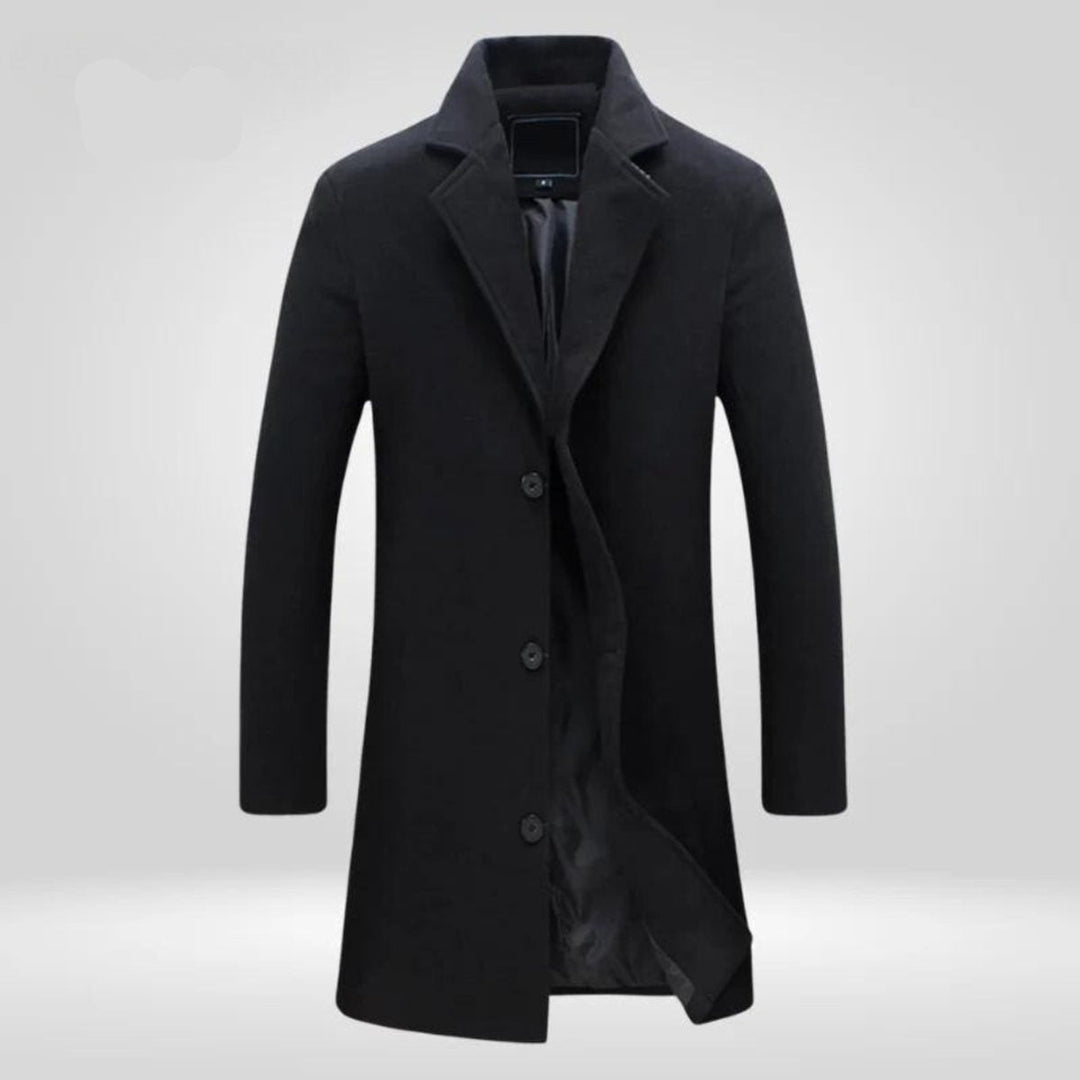 Freddie | Men's Single-Breasted Wool Long Winter Overcoat
