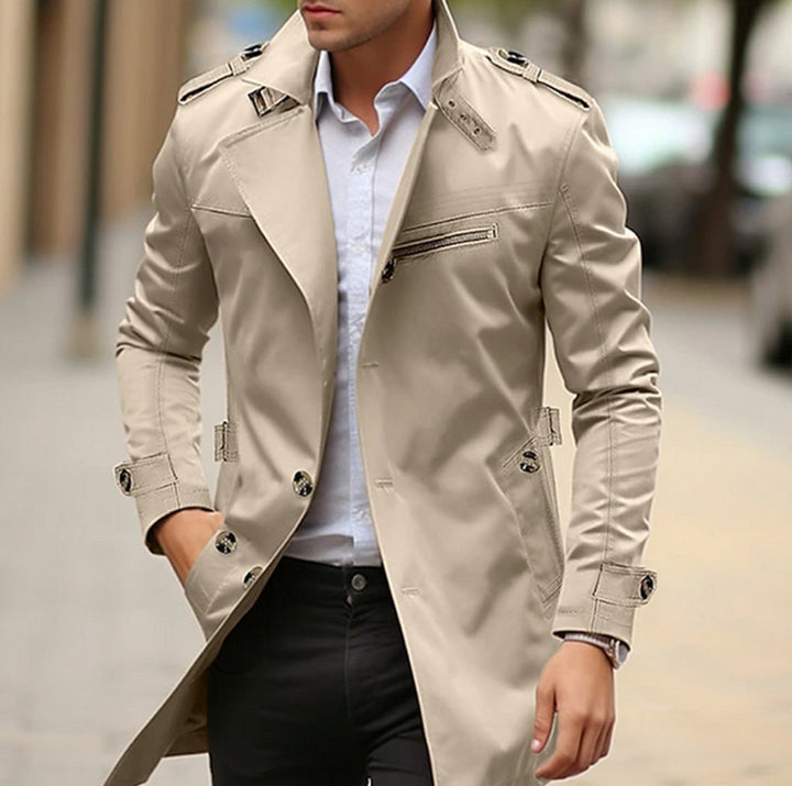 Oscar | Men's Slim-Fit Belted Trench Coat Mens Jacket Outerwear
