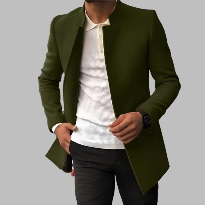 Thomas | Men's Slim-Fit Collarless Knitted Polo Wool-Blend Blazer Coat