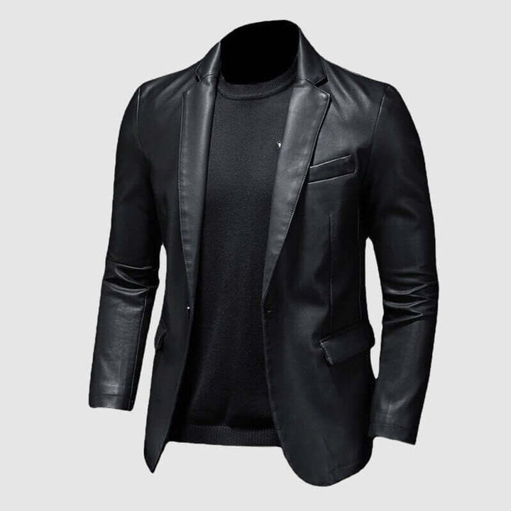 Charlie | Men's Slim-Fit Faux Leather Blazer Jacket