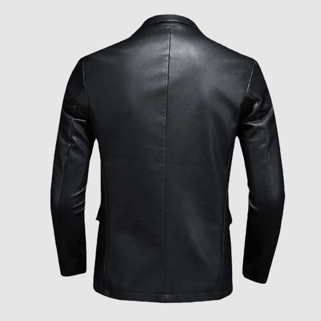 Charlie | Men's Slim-Fit Faux Leather Blazer Jacket