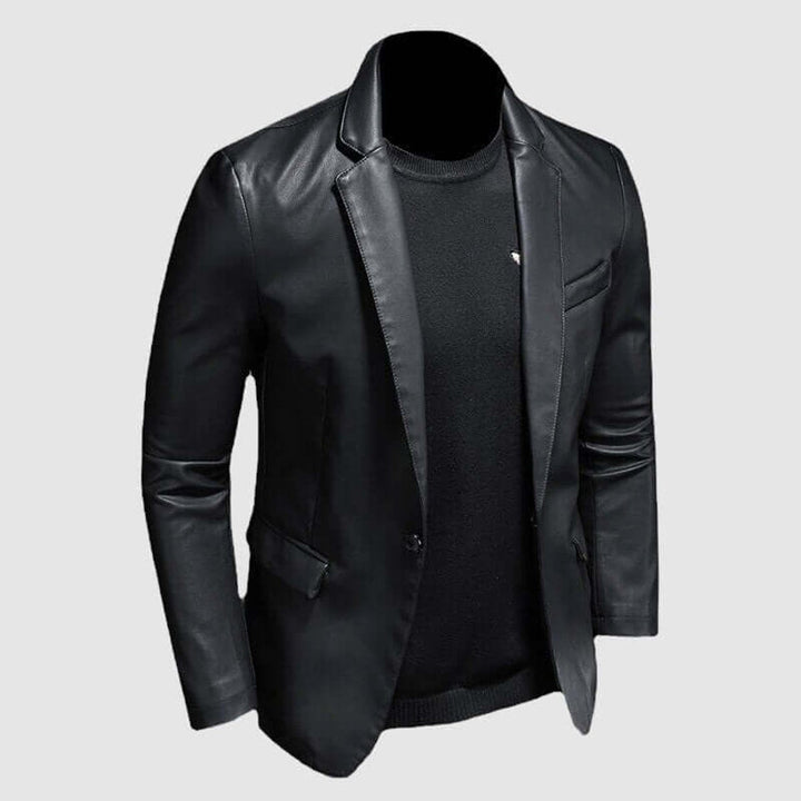 Charlie | Men's Slim-Fit Faux Leather Blazer Jacket