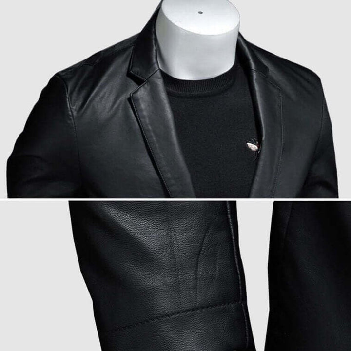 Charlie | Men's Slim-Fit Faux Leather Blazer Jacket