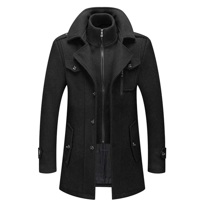 Theo | Men's Slim-Fit Knitted Polo Zip Wool-Blend Winter Overcoat