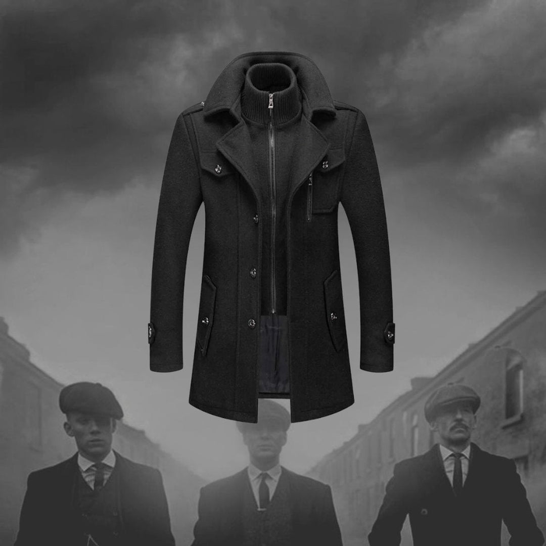 Theo | Men's Slim-Fit Knitted Polo Zip Wool-Blend Winter Overcoat
