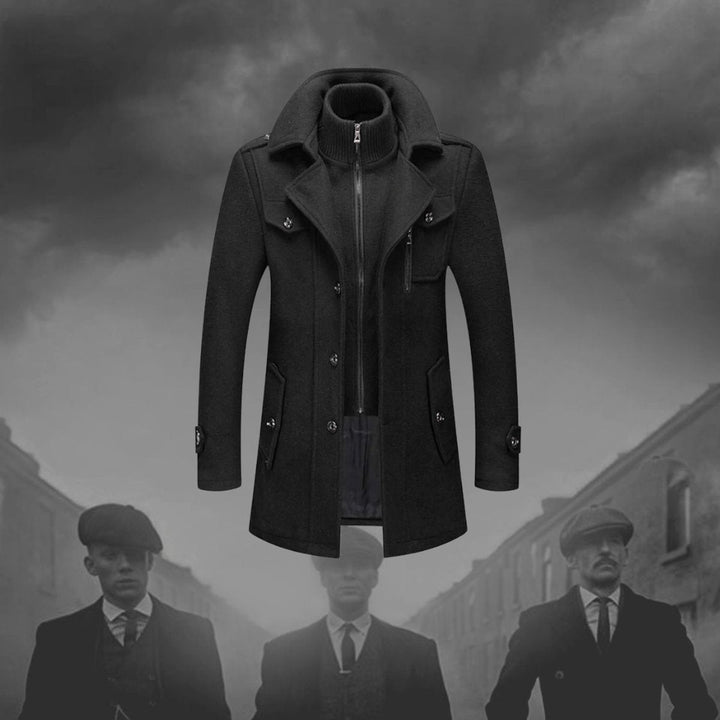 Theo | Men's Slim-Fit Knitted Polo Zip Wool-Blend Winter Overcoat