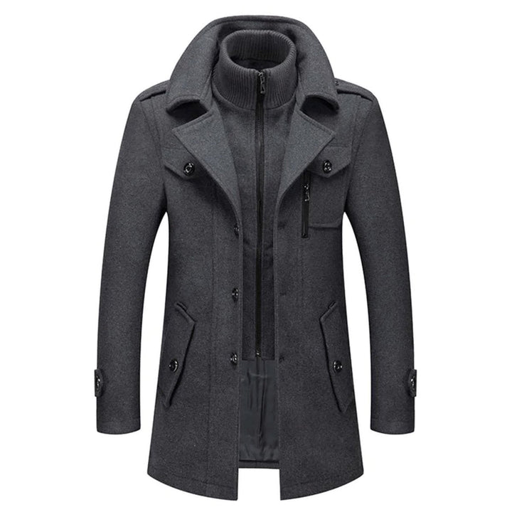 Theo | Men's Slim-Fit Knitted Polo Zip Wool-Blend Winter Overcoat