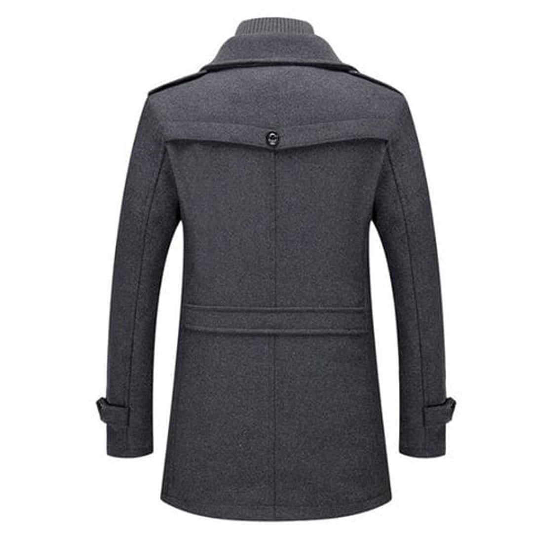 Theo | Men's Slim-Fit Knitted Polo Zip Wool-Blend Winter Overcoat