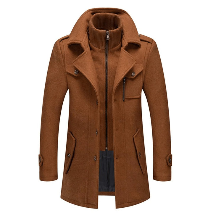 Theo | Men's Slim-Fit Knitted Polo Zip Wool-Blend Winter Overcoat