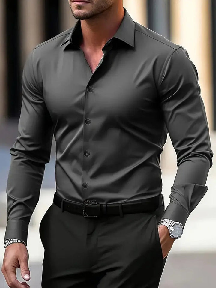 Charlie | Men's Slim-Fit Long-Sleeve Dress Shirt Spread Collar