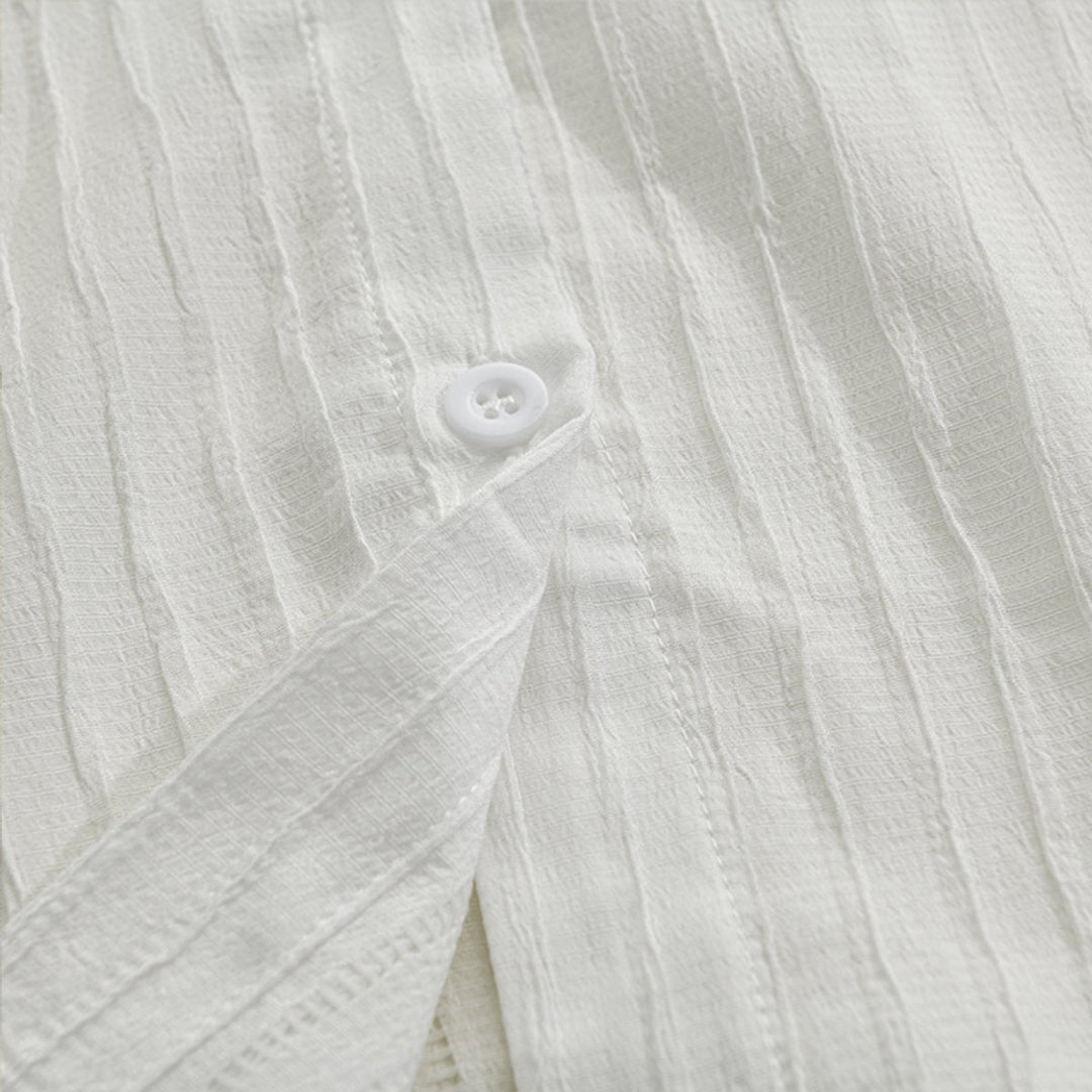 Edward | Men's Slim Fit Ribbed Shirt Long Sleeve Button-Up