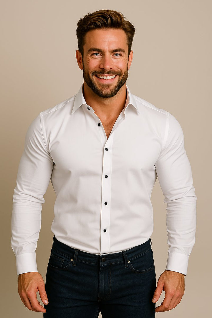 Alfie | Men's Slim Fit Shirt Long Sleeve Point Collar Chest Pocket