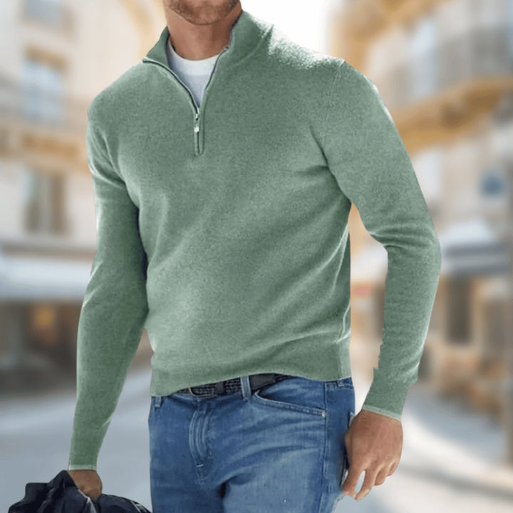 Muhammad | Men's Slim Fit Quarter-Zip Jumper Fine Knit Stand Collar