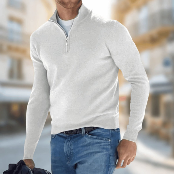 Muhammad | Men's Slim Fit Quarter-Zip Jumper Fine Knit Stand Collar