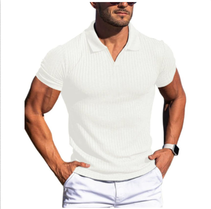 Harry | Men's Slim Fit Ribbed Henley Polo Shirt Long Sleeve