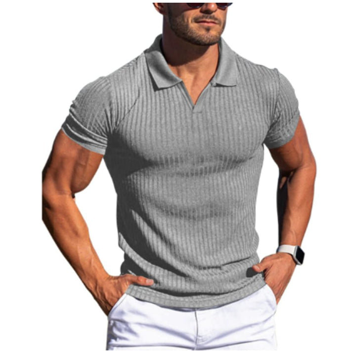 Harry | Men's Slim Fit Ribbed Henley Polo Shirt Long Sleeve