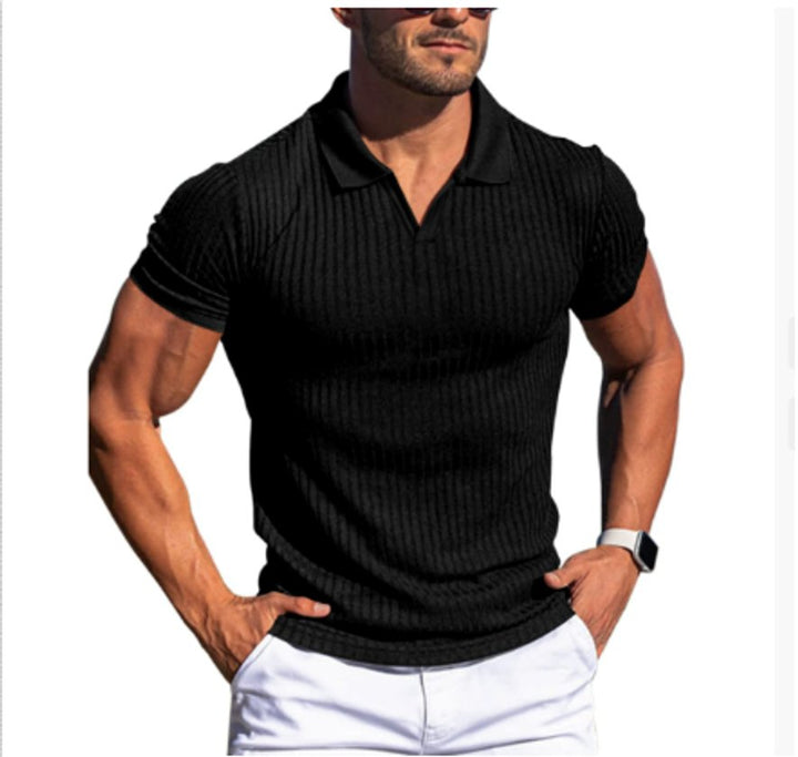 Harry | Men's Slim Fit Ribbed Henley Polo Shirt Long Sleeve