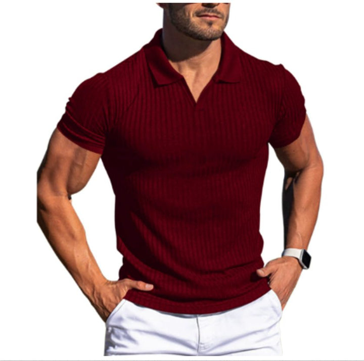 Harry | Men's Slim Fit Ribbed Henley Polo Shirt Long Sleeve
