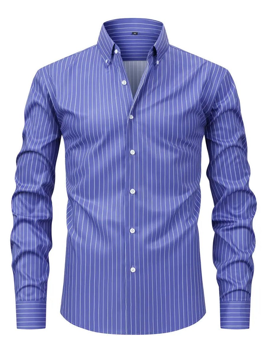Archie | Men's Slim Fit Striped Shirt Long Sleeve Button-Down Collar