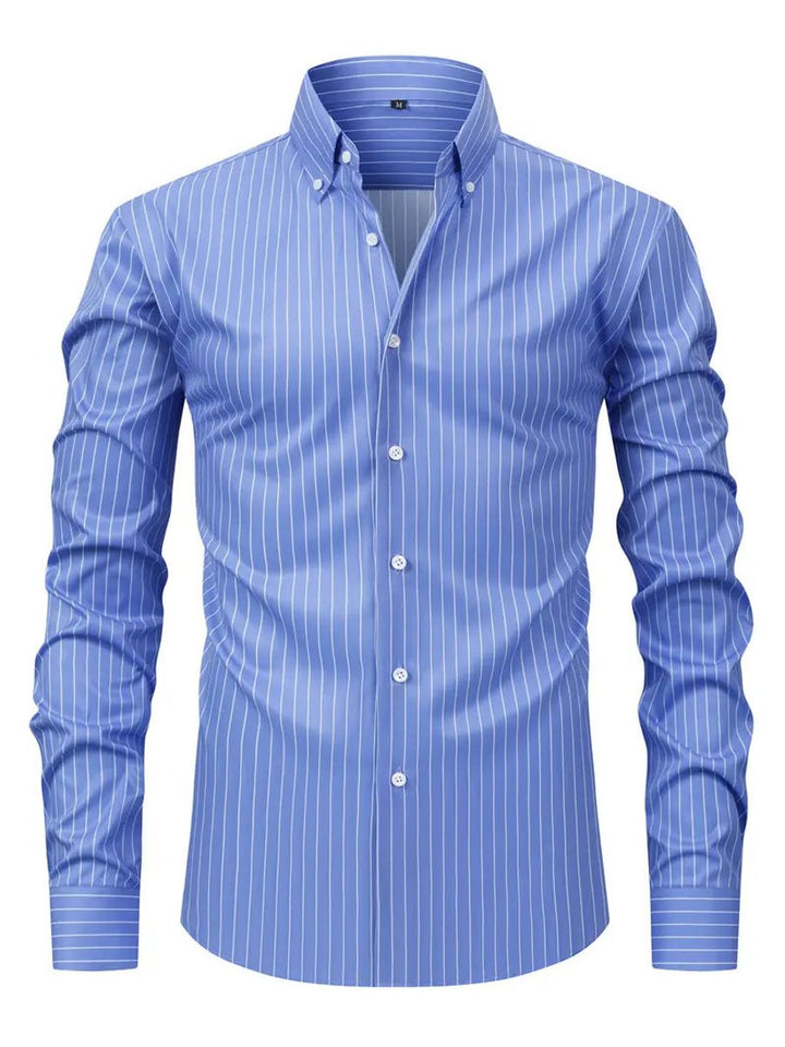 Archie | Men's Slim Fit Striped Shirt Long Sleeve Button-Down Collar