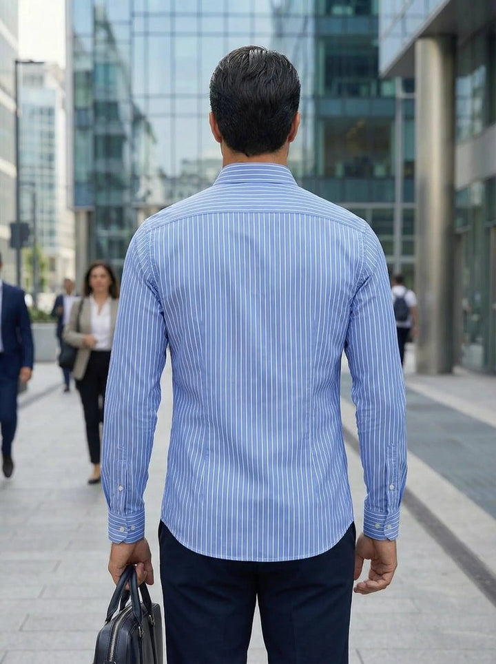 Archie | Men's Slim Fit Striped Shirt Long Sleeve Button-Down Collar